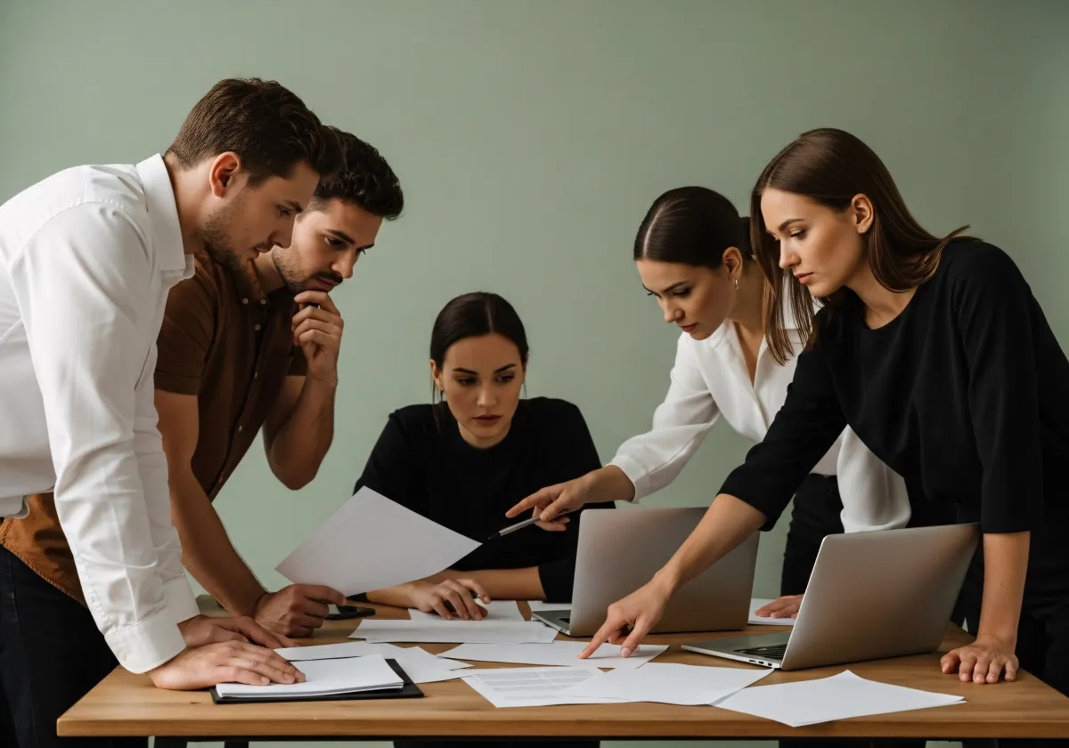 Equipa multicultural colaborando em reunião