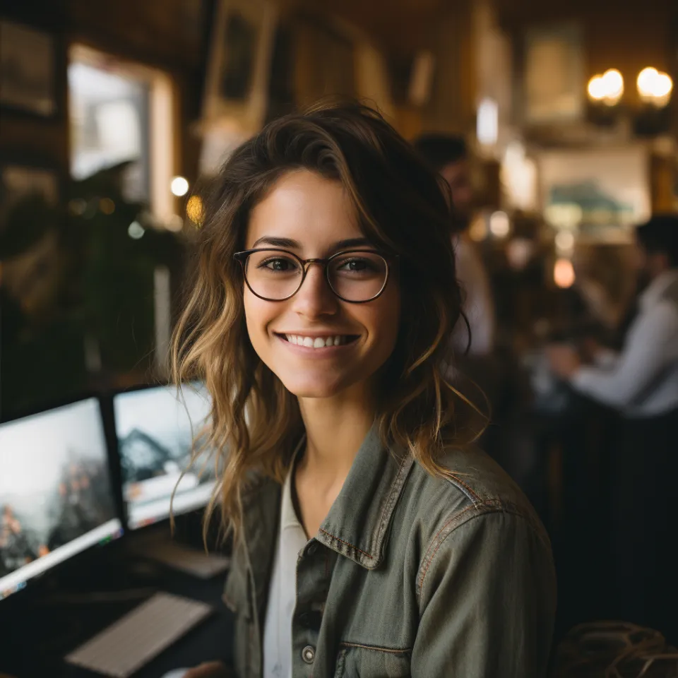 Empreendedora sorridente em escritório